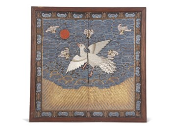Lot 96 - A Chinese Mandarin rank badge in silk with...