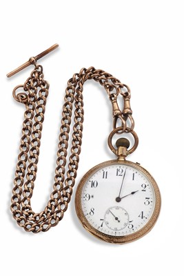 Lot 250 - A yellow metal open face pocket watch with 9ct...