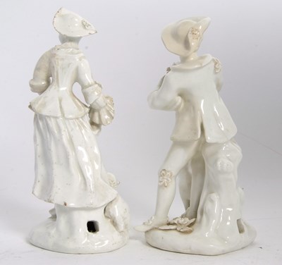 Lot 75 - A pair of Bow porcelain white glaze figures of...