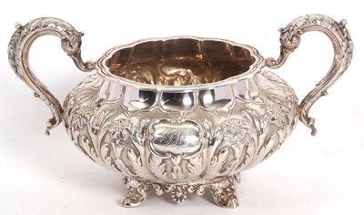 Lot 9 - A large Victorian Irish silver twin handled...
