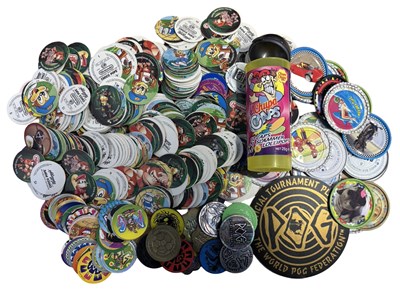 Lot 196 - A collection of 90s Pogs, Chupa Chup Caps,...