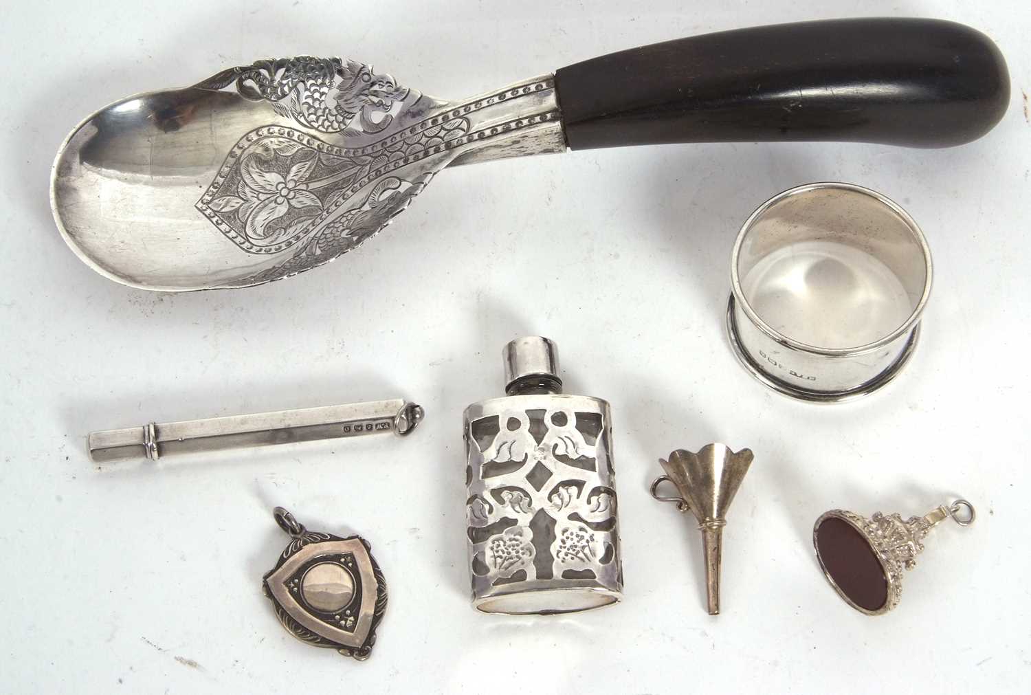 Lot 76 - Mixed Lot: A hallmarked silver serviette ring,...