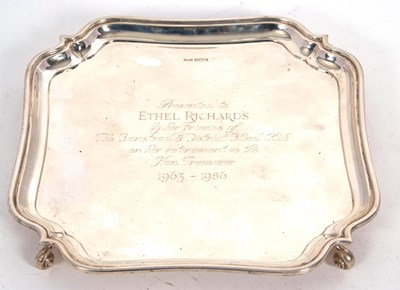 Lot 99 - A George VI silver presentation salver having...
