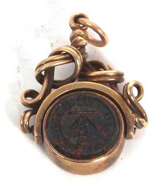 Lot 108 - A Victorian swivel compass and blood stone...