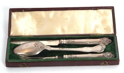 Lot 109 - A cased William IV silver christening cutlery...