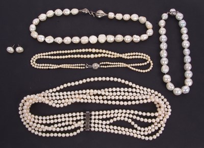 Lot 233 - A quantity of cultured pearls: to include a...