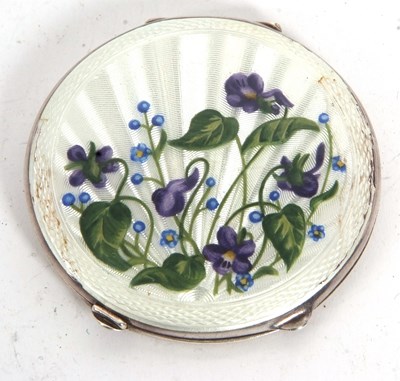 Lot 114 - A George V silver and enamel compact, the lid...