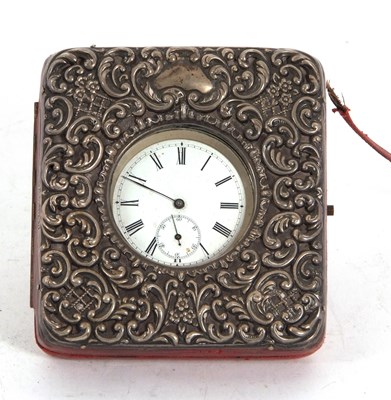 Lot 119 - An Edwardian silver mounted and leather pocket...