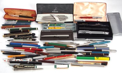 Lot 161 - A quantity of mixed fountain pens, pens and...