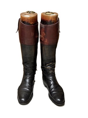 Lot 61 - Pair of Hunting topped black riding boots with...