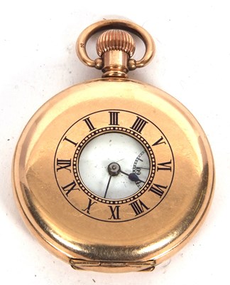 Lot 211 - A rolled gold half Hunter pocket watch, crown...
