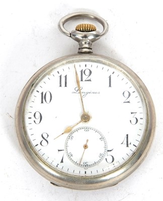 Lot 213 - A Longines Grand Prix metal pocket watch,...