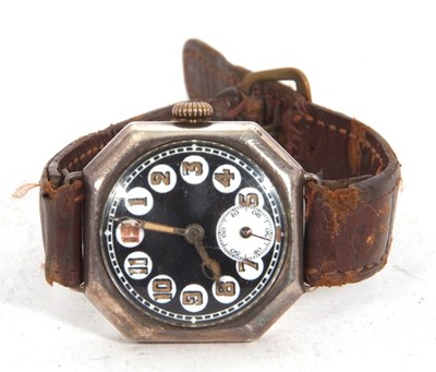 Lot 233 - A white metal gents wristwatch, stamped inside...