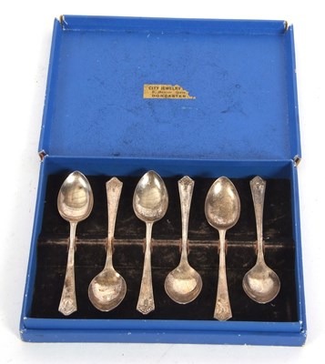 Lot 183 - A set of six George VI silver teaspoons...