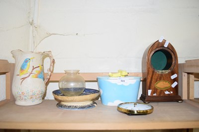 Lot 505 - MIXED LOT: MODERN LANCET SHAPED MANTEL CLOCK...