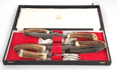 Lot 198 - A five piece antler handled Sheffield steel...