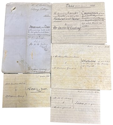Lot 959 - One paper and 4 vellum 19th century documents...