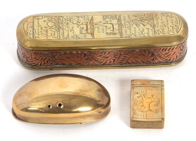 Lot 133 - Mixed Lot:  Antique brass miners tabacco box,...