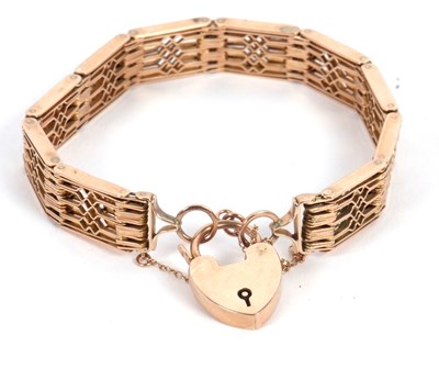 Lot 166 - A gate bracelet, the 10mm wide bracelet...