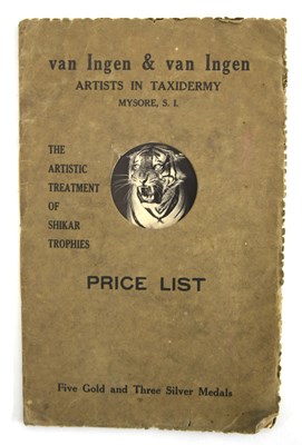 Lot 83 - Taxidermy Ephemera: Van Ingen of Mysore, India...