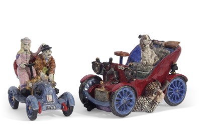 Lot 13 - Two pottery novelty vintage cars by Basil...