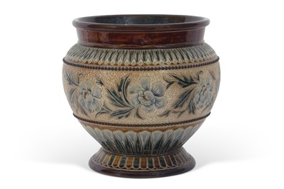 Lot 43 - Doulton Lambeth jardiniere with incised floral...