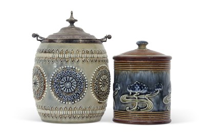 Lot 44 - Doulton Lambeth tobacco jar with an Art...