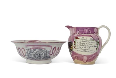 Lot 47 - Sunderland lustre jug with view of the...