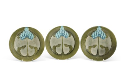 Lot 53 - Three Secessionist Minton plates with blue and...