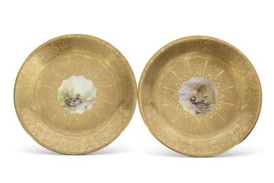 Lot 59 - Pair of Royal Worcester plates, both with gilt...