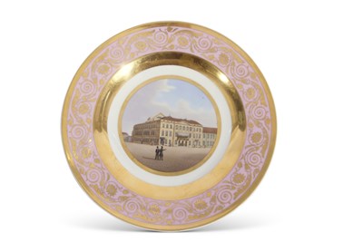 Lot 102 - KPM topographical plate with a view of The...