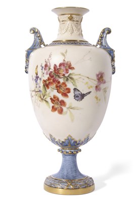 Lot 104 - Large Royal Worcester vase decorated with...