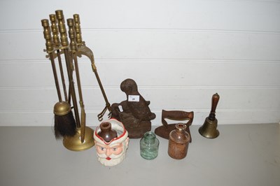 Lot 26 - MIXED LOT COMPRISING FIRE COMPANION SET, BRASS...