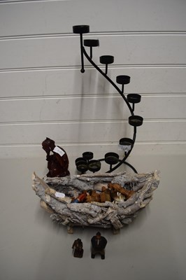 Lot 61A - MIXED LOT COMPRISING A METAL CANDLE HOLDER, A...