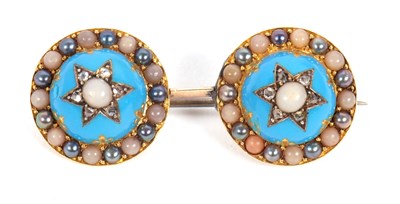 Lot 84 - A diamond, enamel and split pearl brooch,...