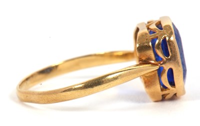 Lot 26 - A French blue paste ring, the blue paste stone...