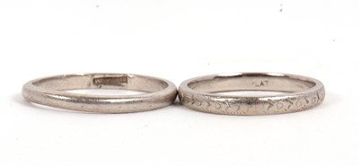 Lot 182 - Two wedding bands: one with engraved...