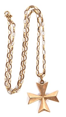 Lot 145 - A 9ct Maltese cross pendant necklace, the...