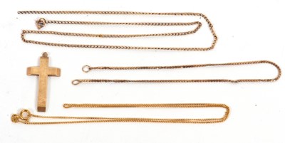 Lot 150 - A 9ct cross pendant and chains: the 9ct cross...