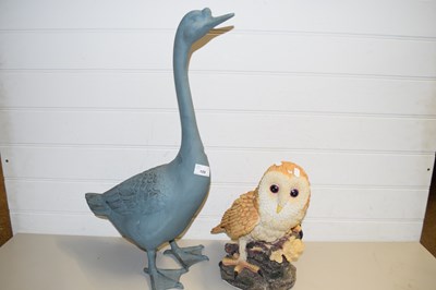 Lot 109 - MODERN BRONZE EFFECT MODEL OF A GOOSE TOGETHER...
