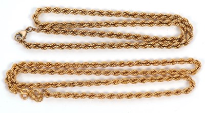 Lot 137 - Two rope twist necklaces: to include a 9ct...
