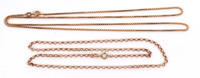 Lot 131 - Two gold necklaces: to include a belcher link...