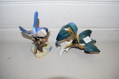 Lot 150C - AN ENS MODEL OF TWO KINGFISHERS TOGETHER WITH...