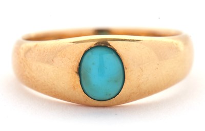 Lot 11 - An early 20th century 18ct turquoise ring, the...