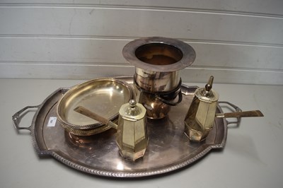 Lot 161 - MIXED LOT COMPRISING LARGE SILVER PLATED TRAY,...