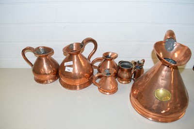 Lot 169 - MIXED LOT SIX VARIOUS COPPER HAYSTACK MEASURES...