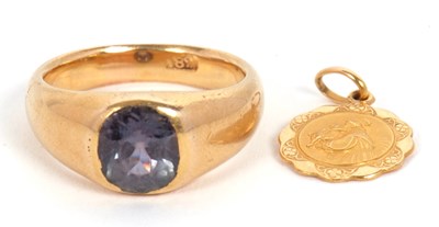 Lot 8 - A gemset ring and a medalllion: the ring set...