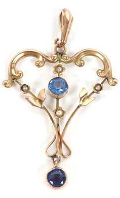 Lot 106 - An Edwardian 9ct sapphire and seed pearl...