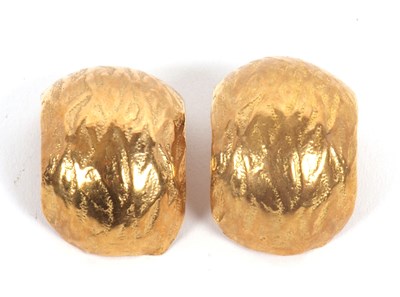 Lot 161 - A pair of contemporary earclips, the 20mm wide...