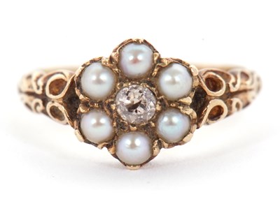 Lot 42 - A 9ct split pearl and diamond ring, the...
